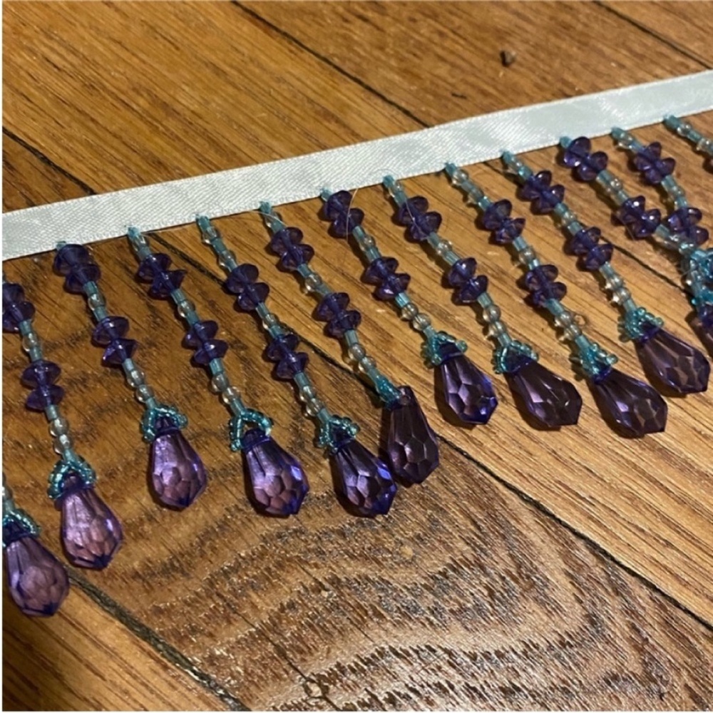 Purple Beaded Fringe Trim By the Yard